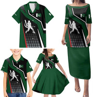 Pakistan Cricket Family Matching Puletasi and Hawaiian Shirt Sporty Style with Flag Colors & Player Illustration