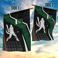 Pakistan Cricket Garden Flag Sporty Style with Flag Colors & Player Illustration