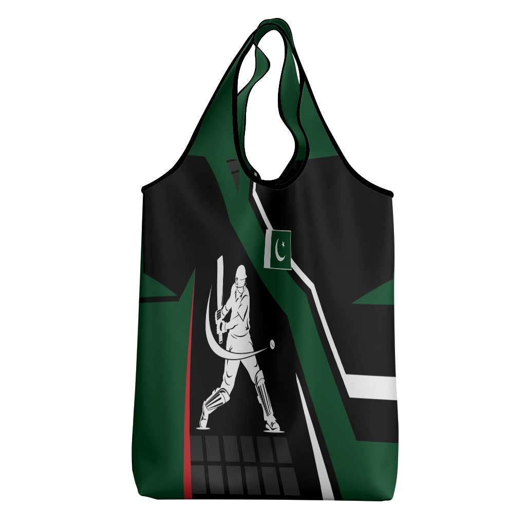 Pakistan Cricket Grocery Bag Sporty Style with Flag Colors & Player Illustration