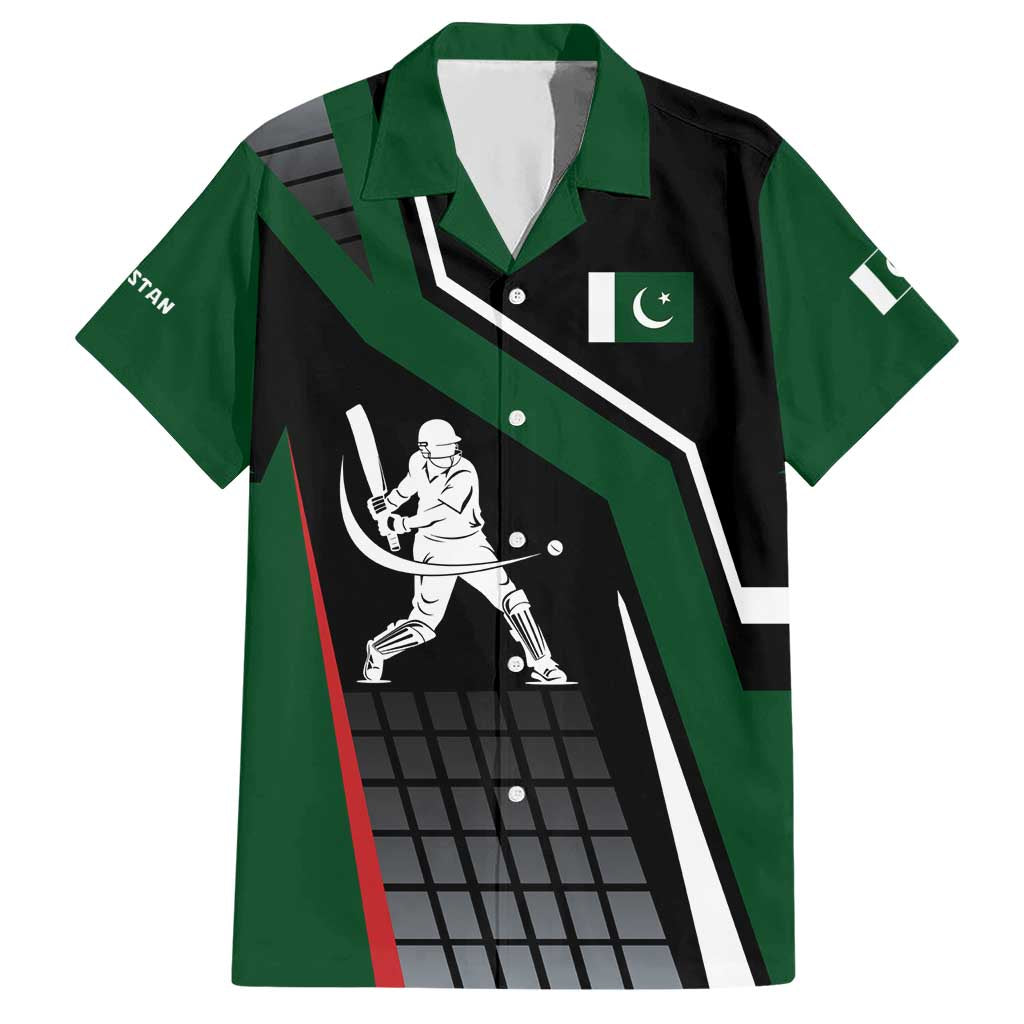 Pakistan Cricket Hawaiian Shirt Sporty Style with Flag Colors & Player Illustration