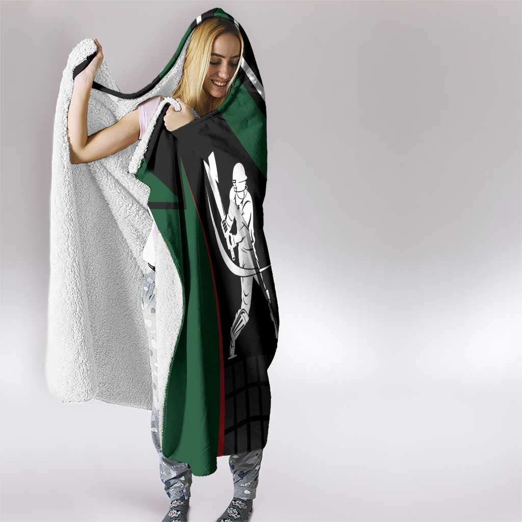 Pakistan Cricket Hooded Blanket Sporty Style with Flag Colors & Player Illustration