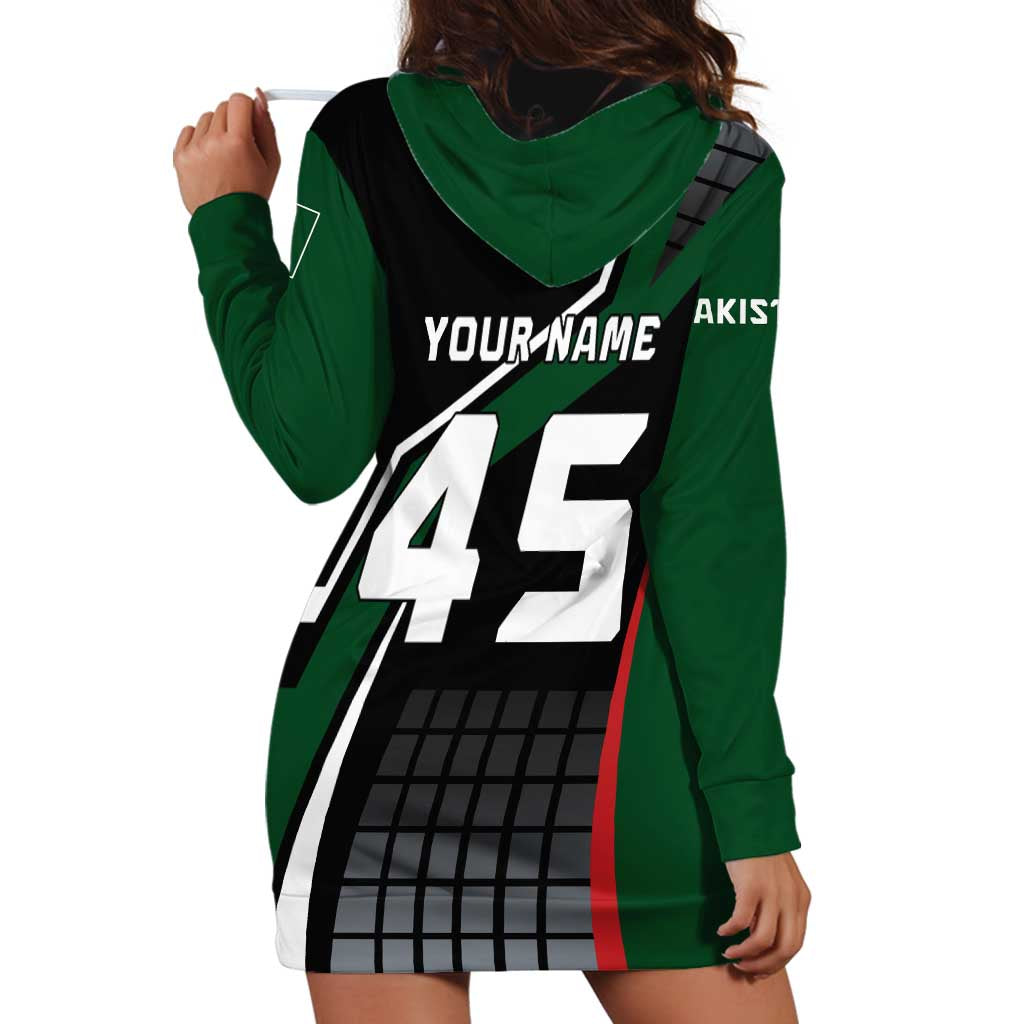 Pakistan Cricket Hoodie Dress Sporty Style with Flag Colors & Player Illustration