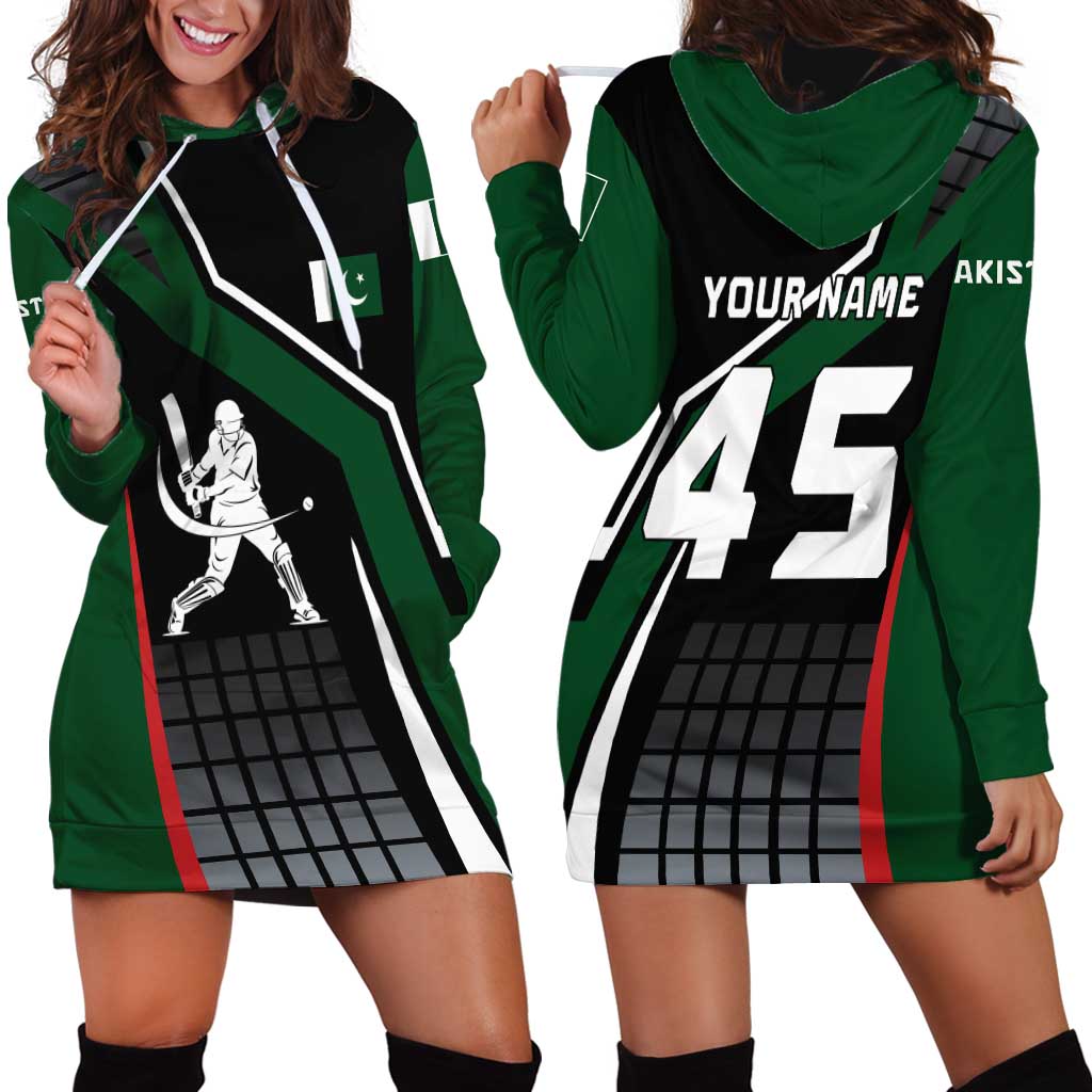 Pakistan Cricket Hoodie Dress Sporty Style with Flag Colors & Player Illustration