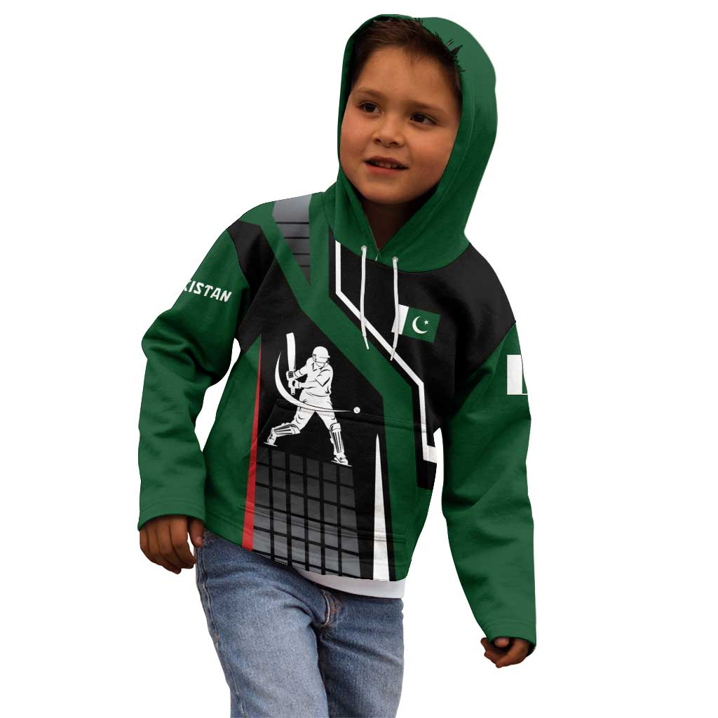 Pakistan Cricket Kid Hoodie Sporty Style with Flag Colors & Player Illustration