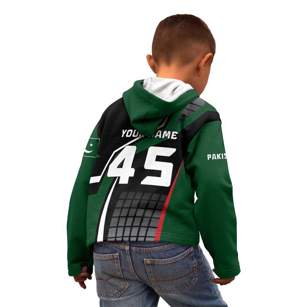 Pakistan Cricket Kid Hoodie Sporty Style with Flag Colors & Player Illustration