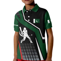Pakistan Cricket Kid Polo Shirt Sporty Style with Flag Colors & Player Illustration