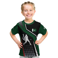 Pakistan Cricket Kid T Shirt Sporty Style with Flag Colors & Player Illustration