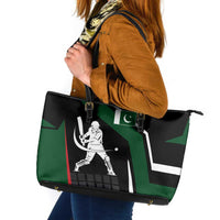 Pakistan Cricket Leather Tote Bag Sporty Style with Flag Colors & Player Illustration