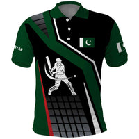 Pakistan Cricket Polo Shirt Sporty Style with Flag Colors & Player Illustration