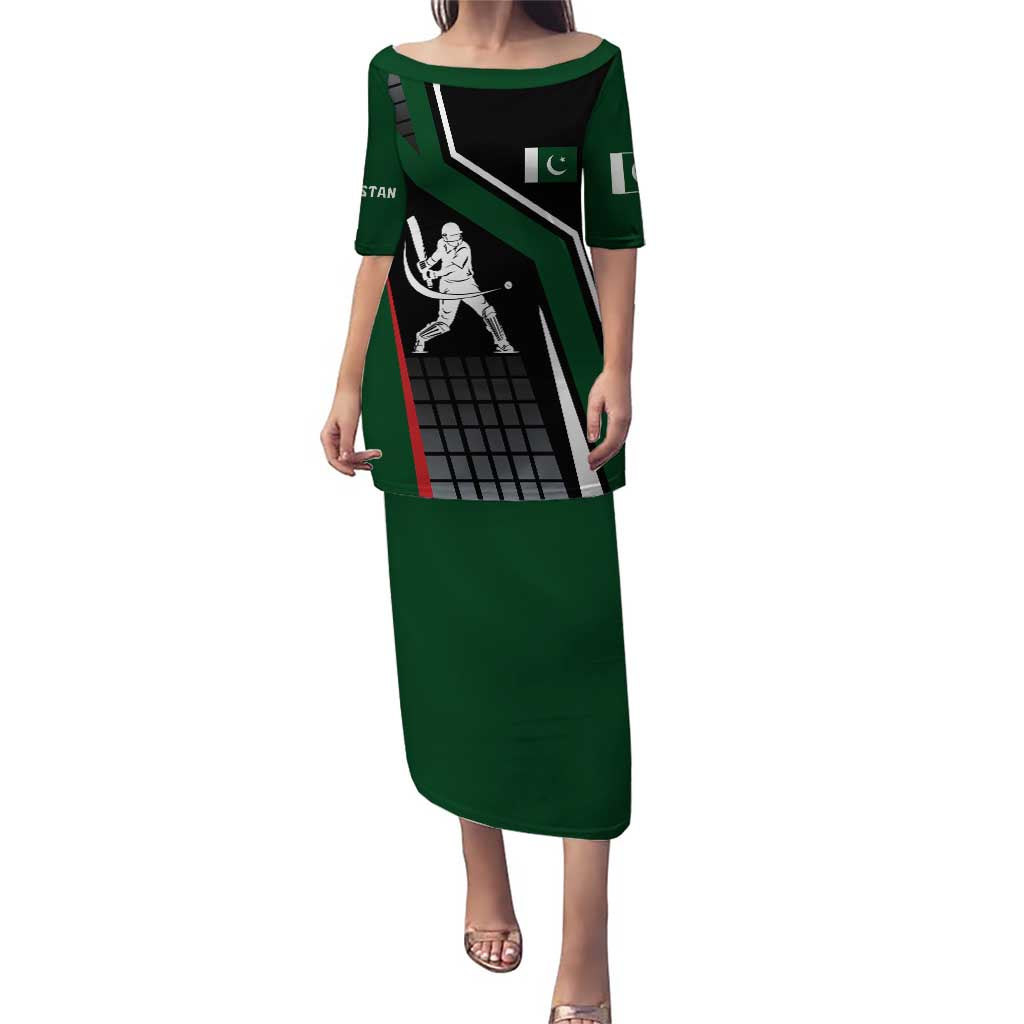 Pakistan Cricket Puletasi Sporty Style with Flag Colors & Player Illustration
