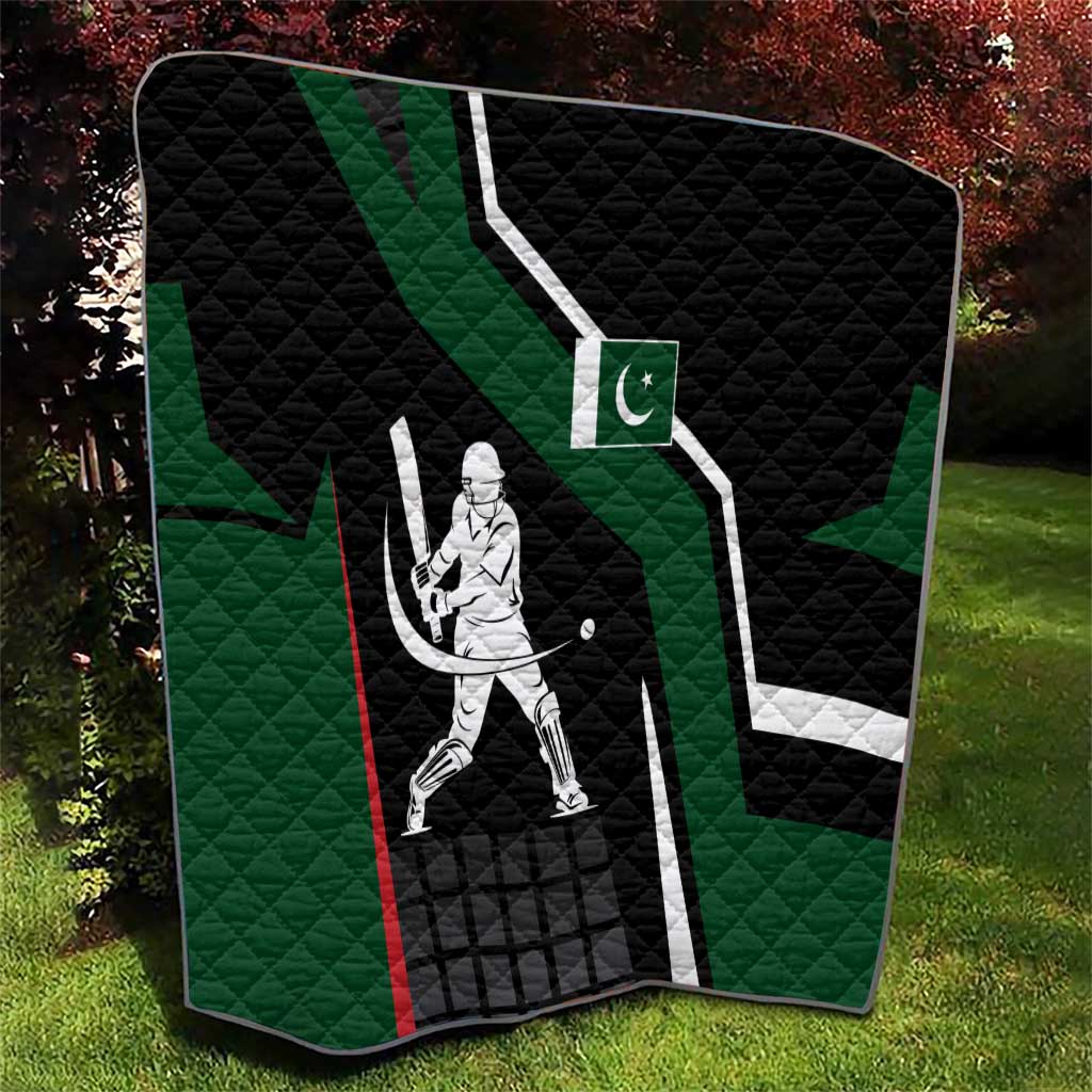 Pakistan Cricket Quilt Sporty Style with Flag Colors & Player Illustration