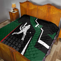 Pakistan Cricket Quilt Sporty Style with Flag Colors & Player Illustration