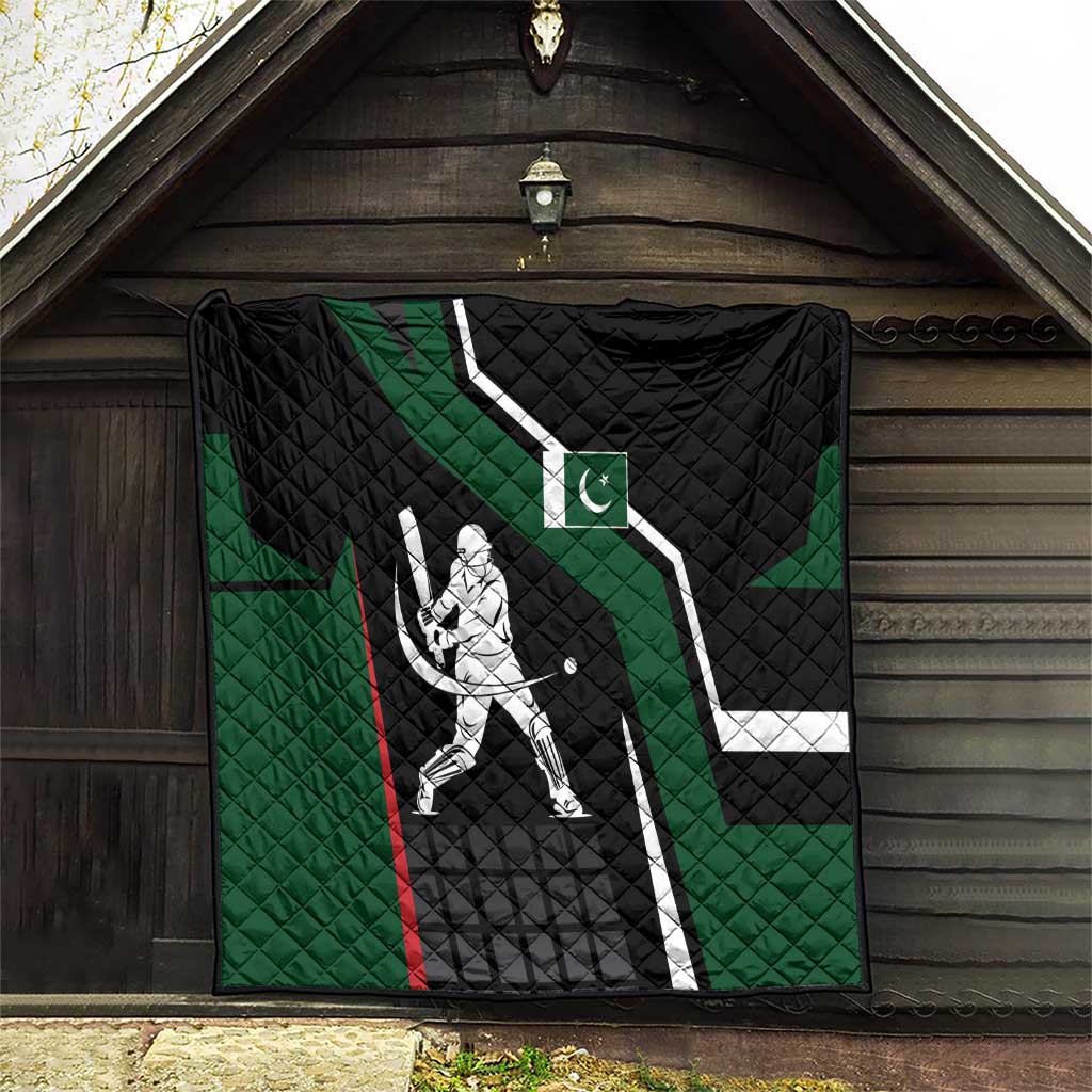 Pakistan Cricket Quilt Sporty Style with Flag Colors & Player Illustration