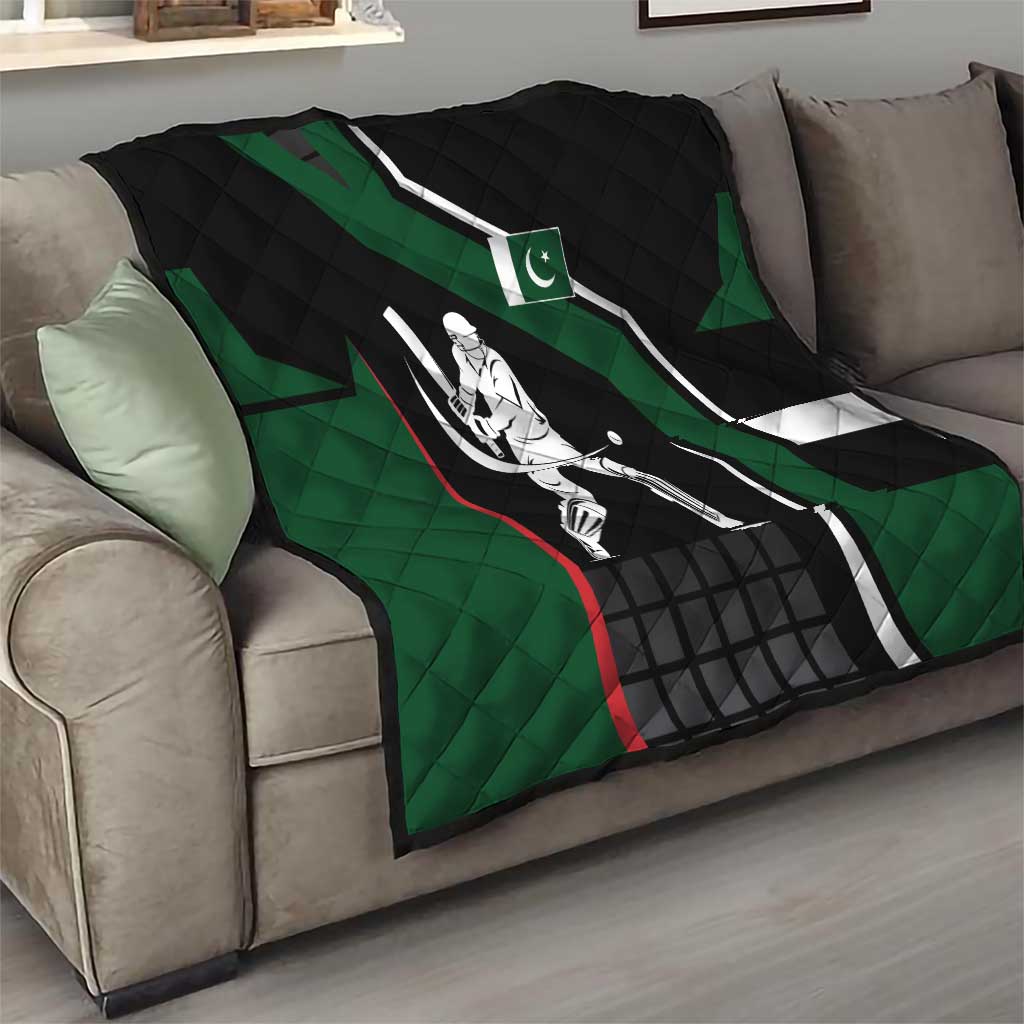 Pakistan Cricket Quilt Sporty Style with Flag Colors & Player Illustration
