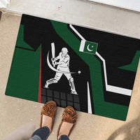 Pakistan Cricket Rubber Doormat Sporty Style with Flag Colors & Player Illustration
