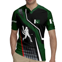 Pakistan Cricket Rugby Jersey Sporty Style with Flag Colors & Player Illustration
