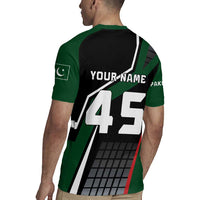 Pakistan Cricket Rugby Jersey Sporty Style with Flag Colors & Player Illustration