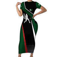 Pakistan Cricket Short Sleeve Bodycon Dress Sporty Style with Flag Colors & Player Illustration