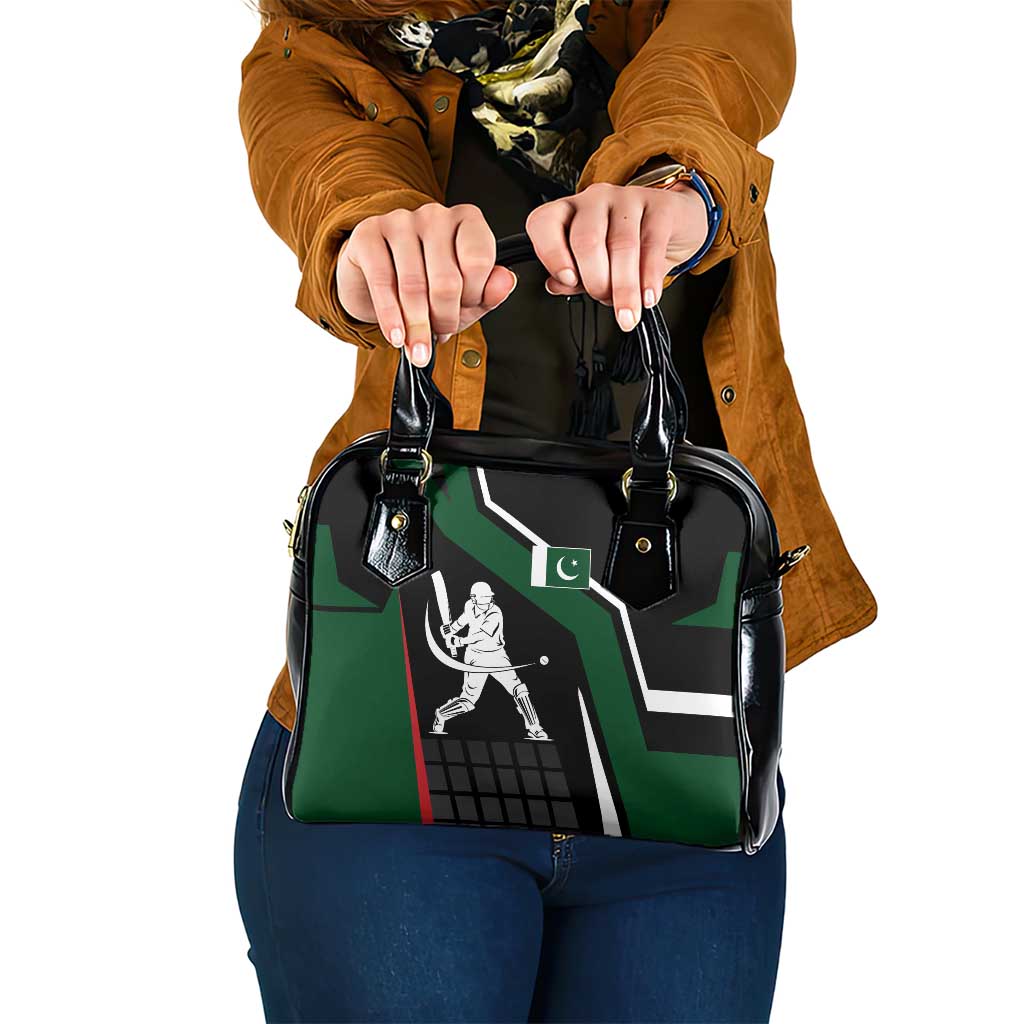 Pakistan Cricket Shoulder Handbag Sporty Style with Flag Colors & Player Illustration