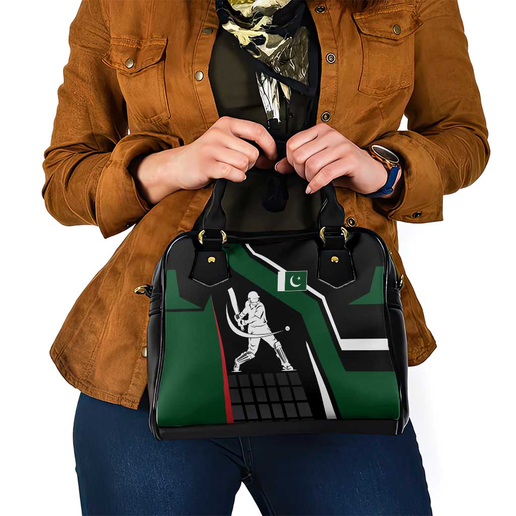 Pakistan Cricket Shoulder Handbag Sporty Style with Flag Colors & Player Illustration