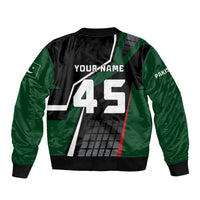 Pakistan Cricket Sleeve Zip Bomber Jacket Sporty Style with Flag Colors & Player Illustration