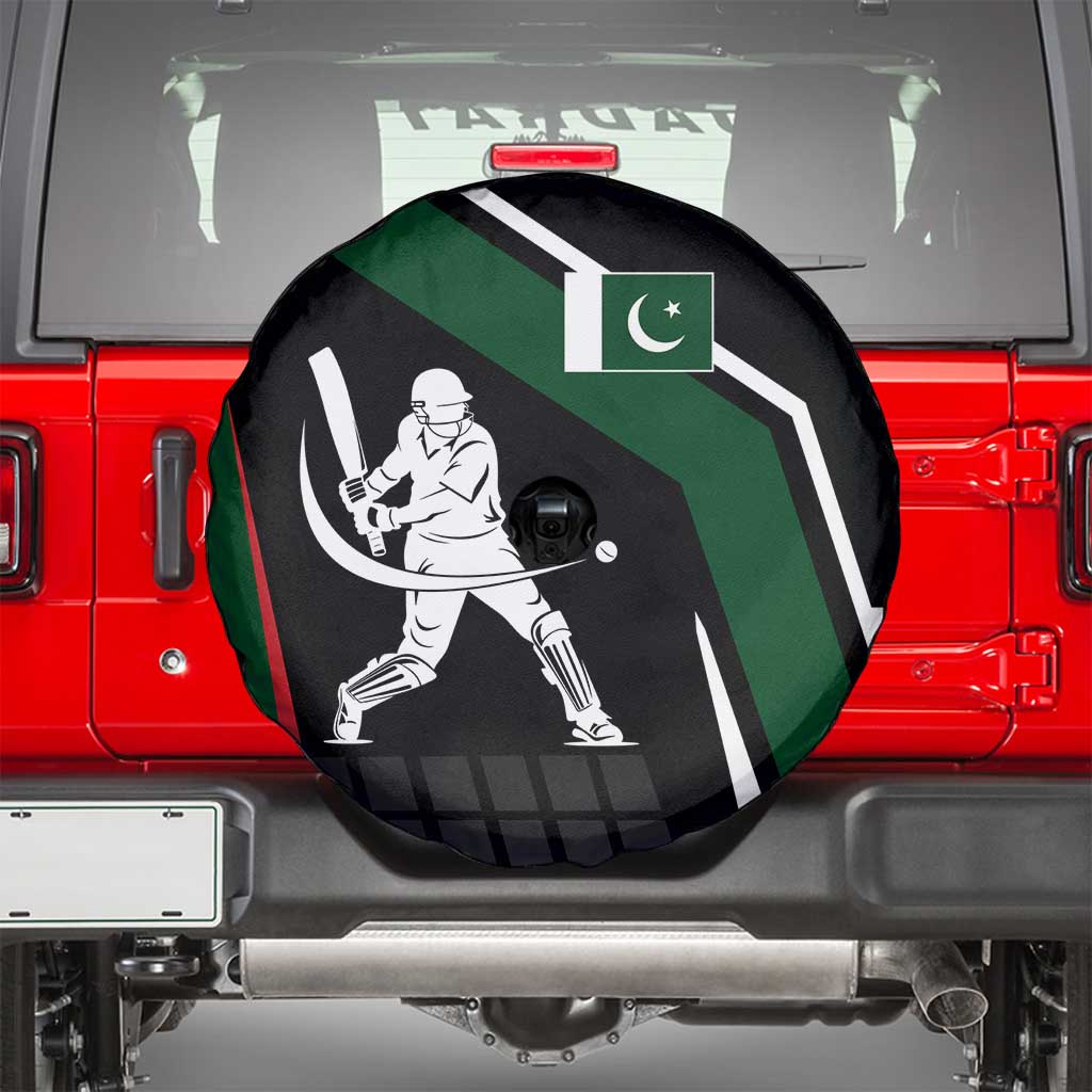 Pakistan Cricket Spare Tire Cover Sporty Style with Flag Colors & Player Illustration