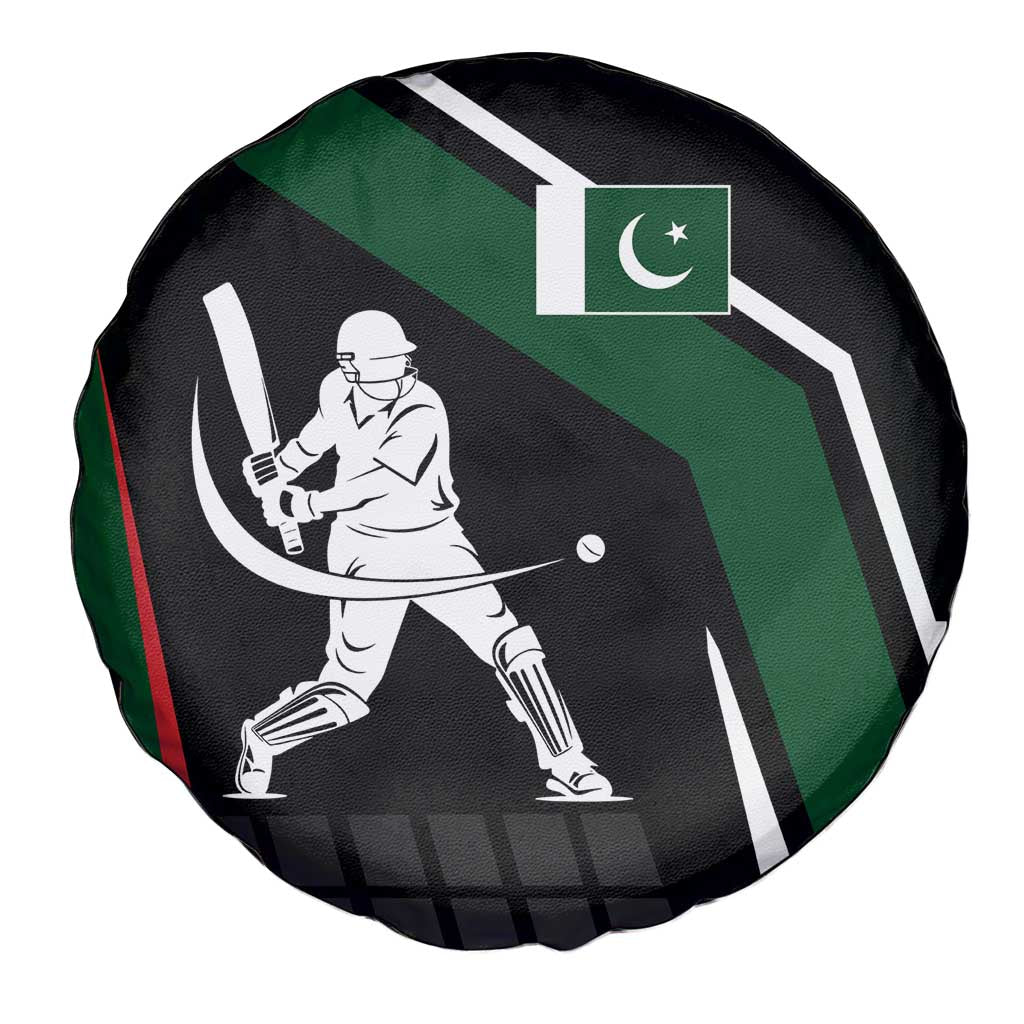Pakistan Cricket Spare Tire Cover Sporty Style with Flag Colors & Player Illustration