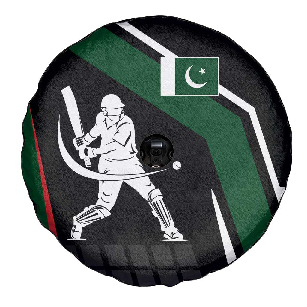 Pakistan Cricket Spare Tire Cover Sporty Style with Flag Colors & Player Illustration
