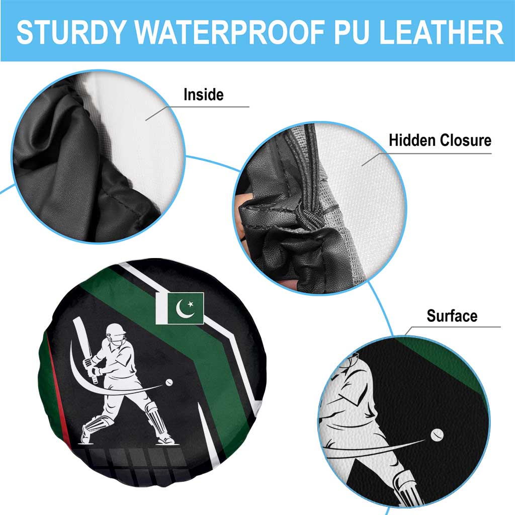 Pakistan Cricket Spare Tire Cover Sporty Style with Flag Colors & Player Illustration