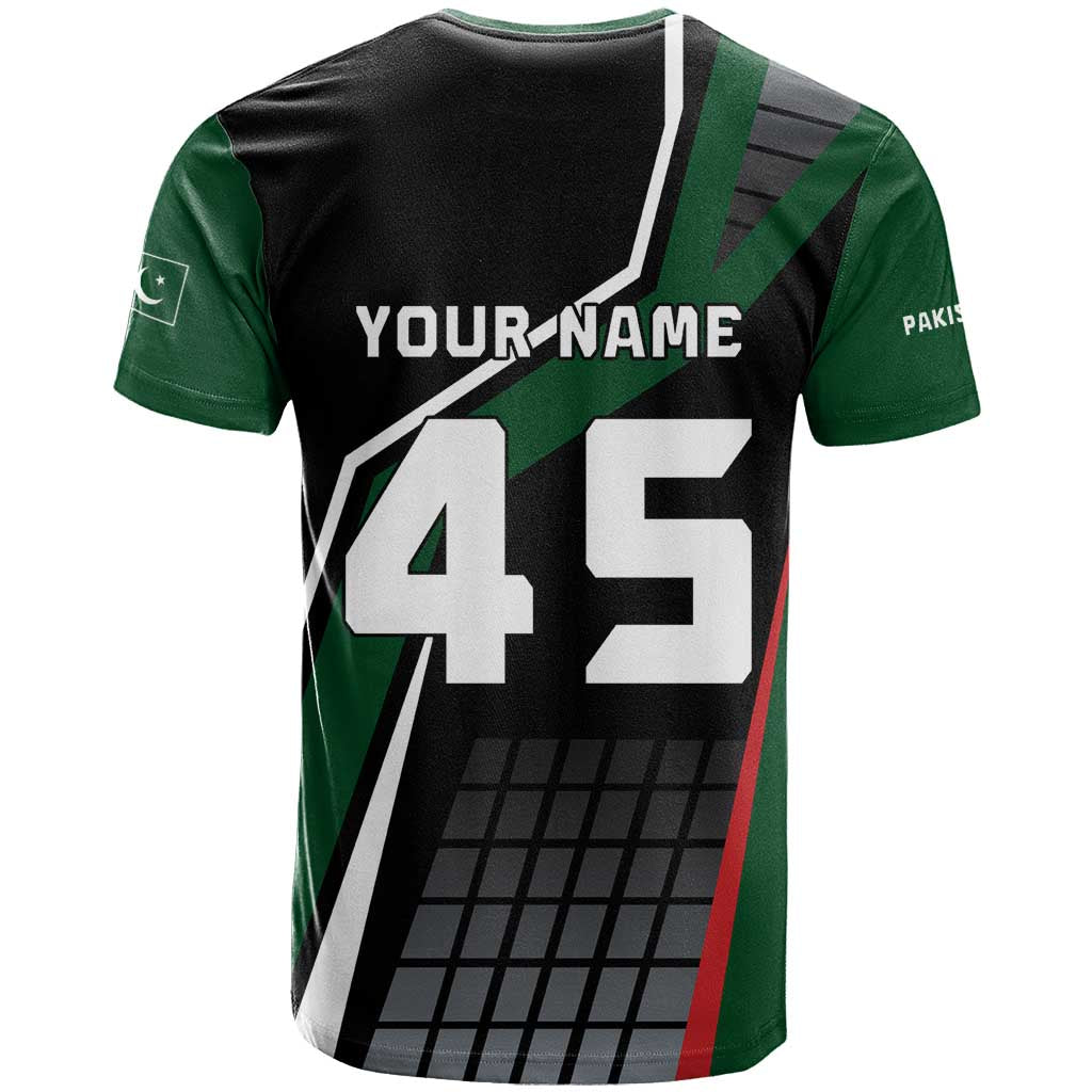Pakistan Cricket T Shirt Sporty Style with Flag Colors & Player Illustration