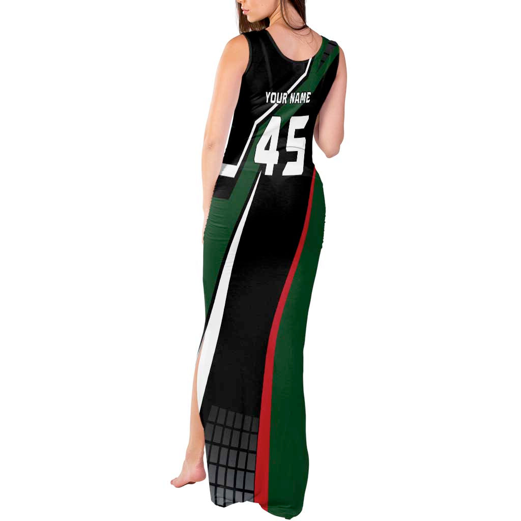Pakistan Cricket Tank Maxi Dress Sporty Style with Flag Colors & Player Illustration