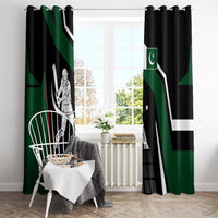 Pakistan Cricket Window Curtain Sporty Style with Flag Colors & Player Illustration