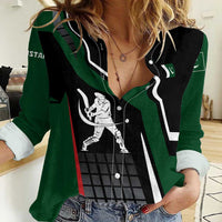 Pakistan Cricket Women Casual Shirt Sporty Style with Flag Colors & Player Illustration