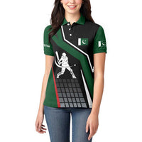Pakistan Cricket Women Polo Shirt Sporty Style with Flag Colors & Player Illustration