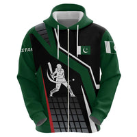 Pakistan Cricket Zip Hoodie Sporty Style with Flag Colors & Player Illustration