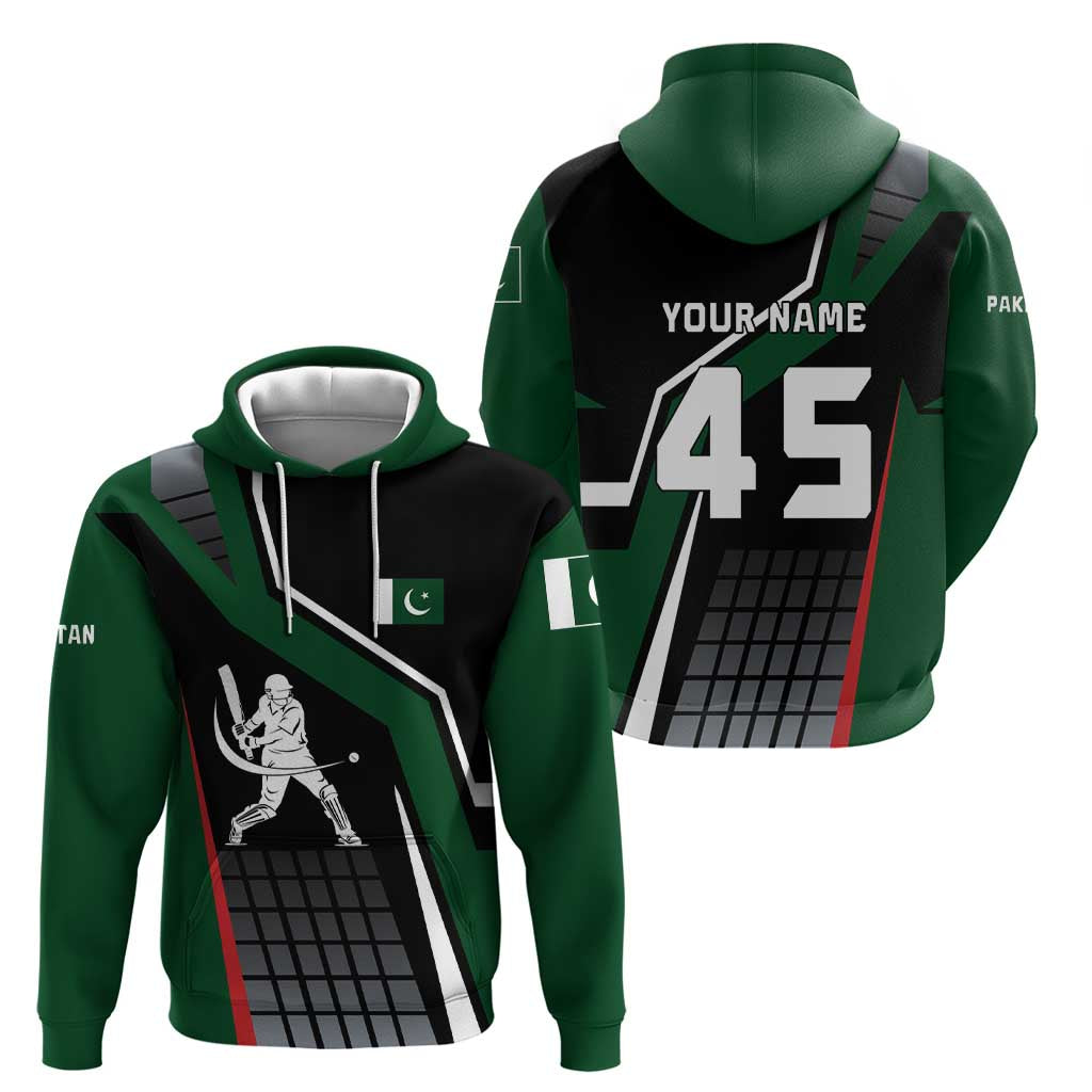 Pakistan Cricket Zip Hoodie Sporty Style with Flag Colors & Player Illustration
