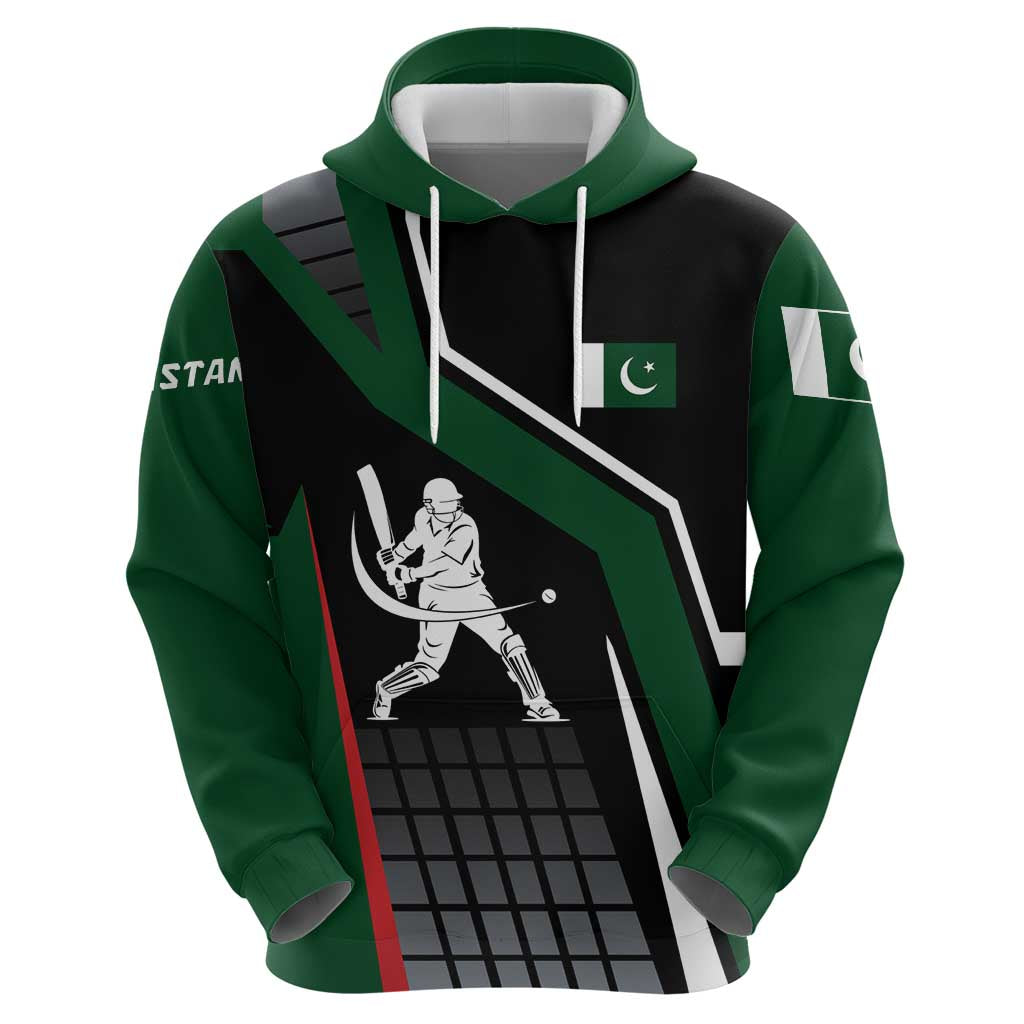 Pakistan Cricket Zip Hoodie Sporty Style with Flag Colors & Player Illustration