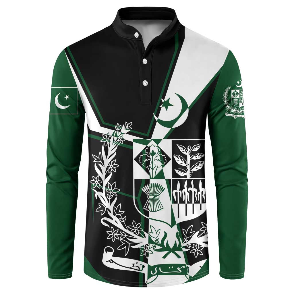 Pakistan Emblem Button Sweatshirt Eagle-Shaped Design with National Symbol