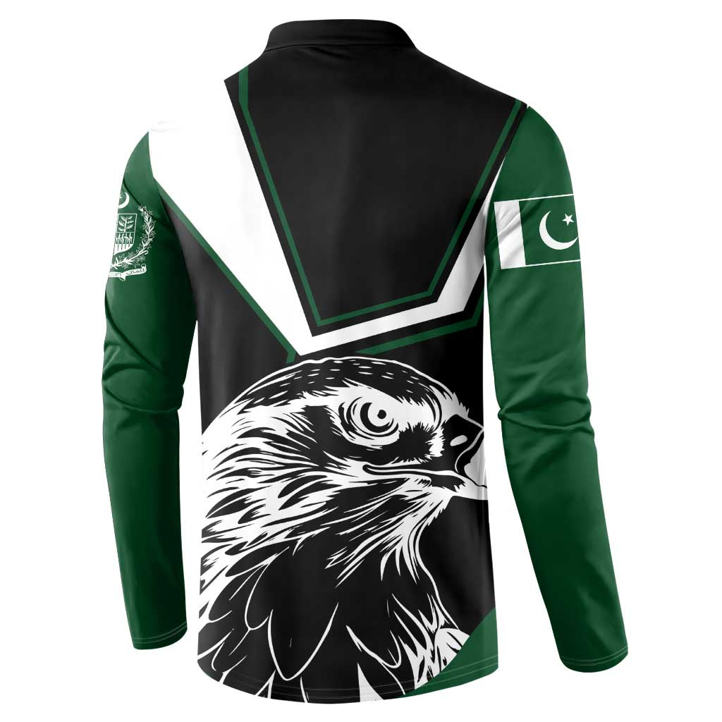 Pakistan Emblem Button Sweatshirt Eagle-Shaped Design with National Symbol
