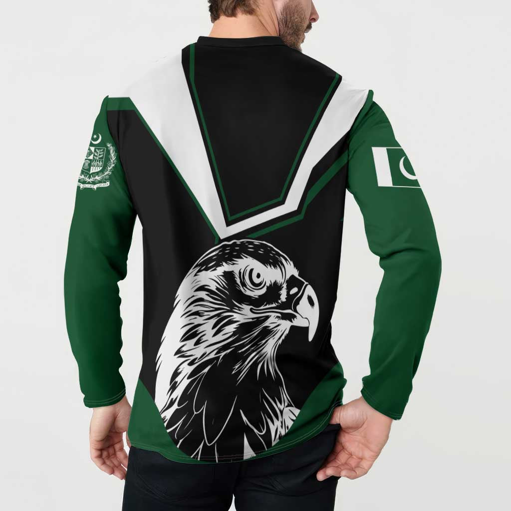 Pakistan Emblem Button Sweatshirt Eagle-Shaped Design with National Symbol