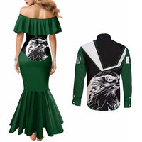 Pakistan Emblem Couples Matching Mermaid Dress and Long Sleeve Button Shirt Eagle-Shaped Design with National Symbol