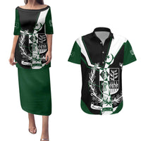 Pakistan Emblem Couples Matching Puletasi and Hawaiian Shirt Eagle-Shaped Design with National Symbol