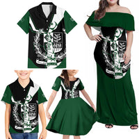 Pakistan Emblem Family Matching Off Shoulder Maxi Dress and Hawaiian Shirt Eagle-Shaped Design with National Symbol