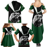 Pakistan Emblem Family Matching Summer Maxi Dress and Hawaiian Shirt Eagle-Shaped Design with National Symbol