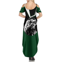 Pakistan Emblem Family Matching Summer Maxi Dress and Hawaiian Shirt Eagle-Shaped Design with National Symbol