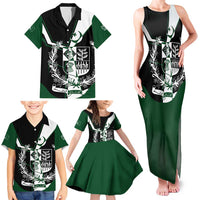 Pakistan Emblem Family Matching Tank Maxi Dress and Hawaiian Shirt Eagle-Shaped Design with National Symbol