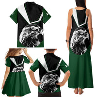 Pakistan Emblem Family Matching Tank Maxi Dress and Hawaiian Shirt Eagle-Shaped Design with National Symbol