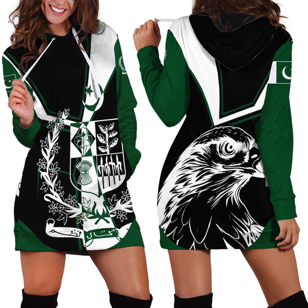 Pakistan Emblem Hoodie Dress Eagle-Shaped Design with National Symbol