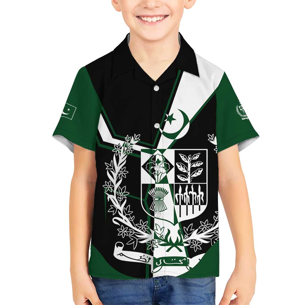 Pakistan Emblem Kid Hawaiian Shirt Eagle-Shaped Design with National Symbol