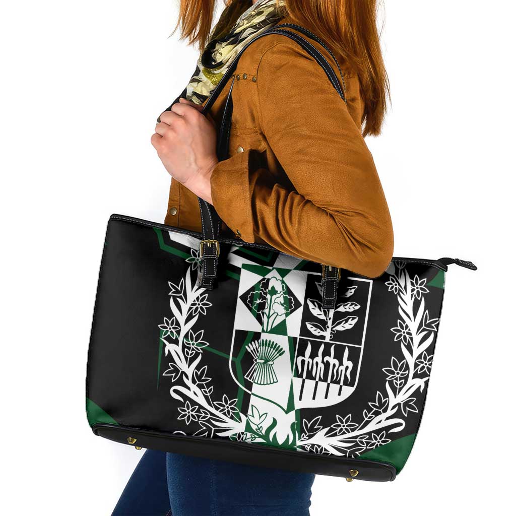 Pakistan Emblem Leather Tote Bag Eagle-Shaped Design with National Symbol